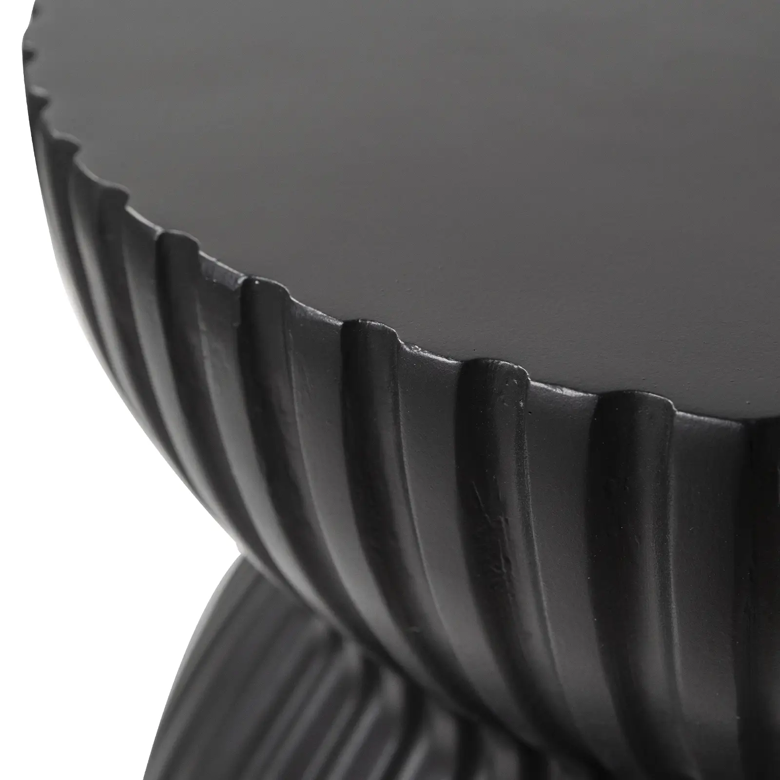 LeisureMod Mander Fiberstone Side Table – Ribbed Hourglass End Accent Table - Picture 20 of 37