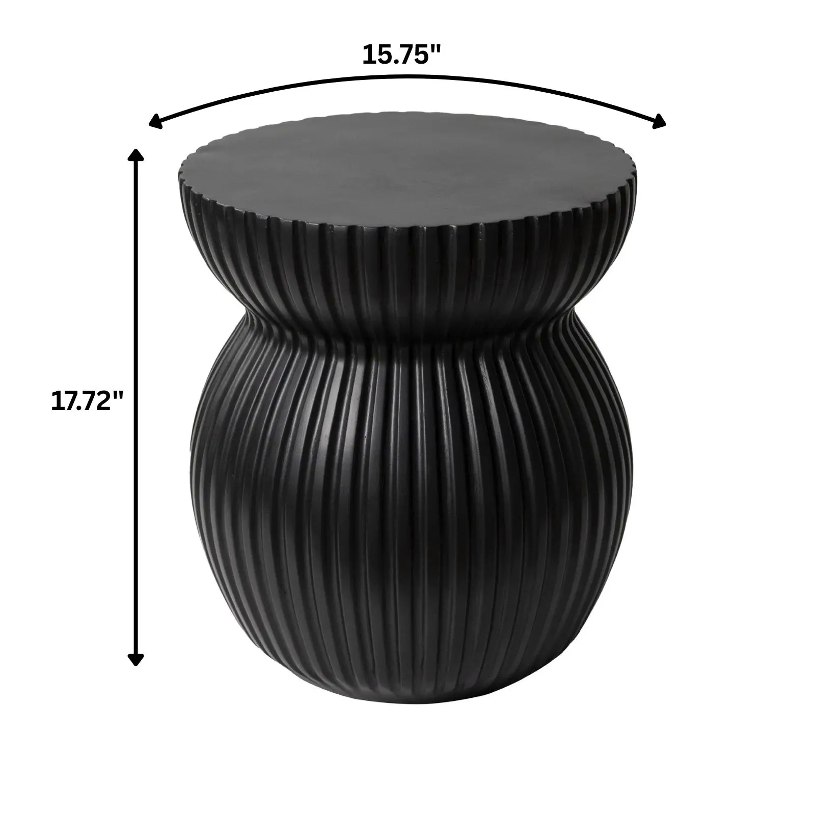 LeisureMod Mander Fiberstone Side Table – Ribbed Hourglass End Accent Table - Picture 23 of 37