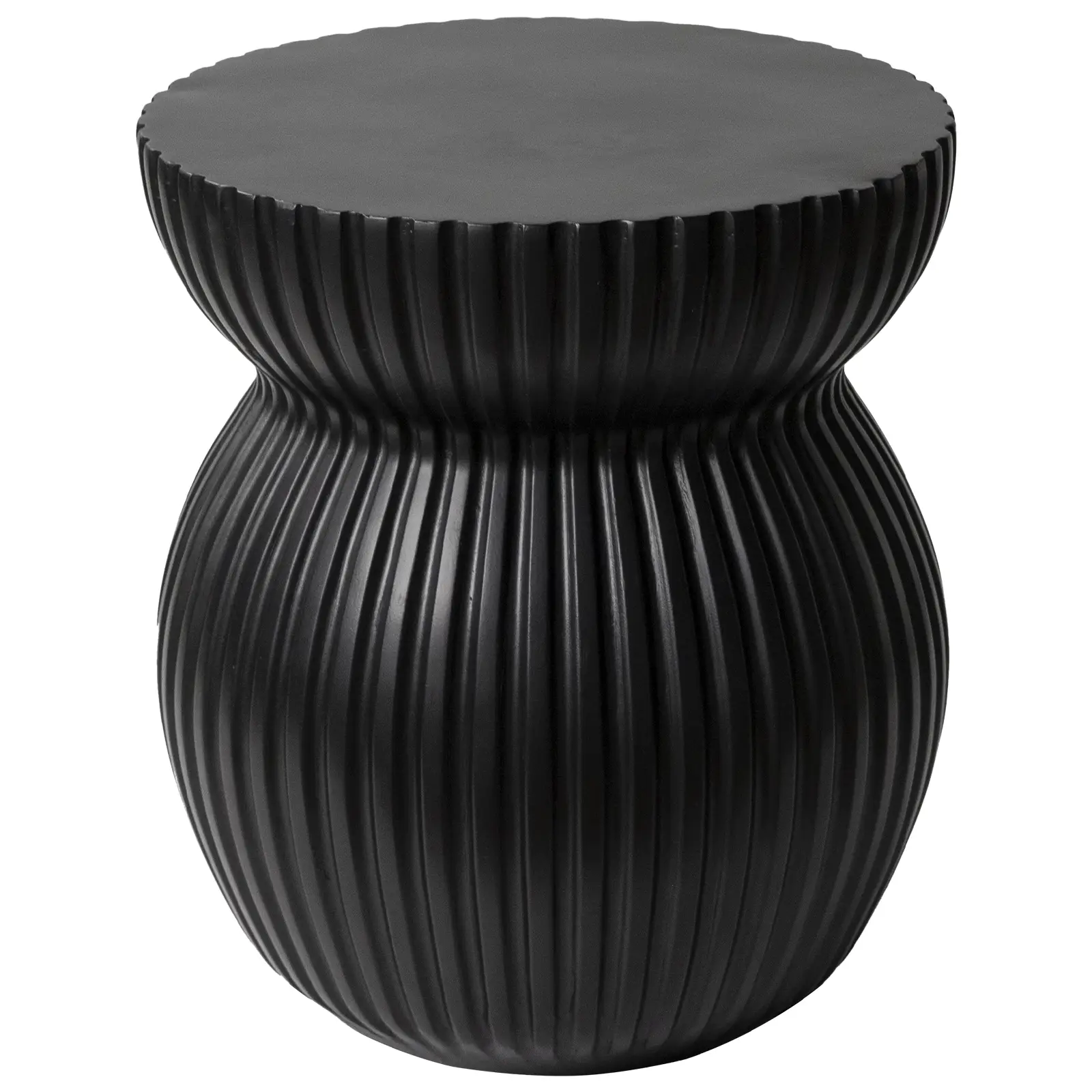 LeisureMod Mander Fiberstone Side Table – Ribbed Hourglass End Accent Table - Picture 14 of 37