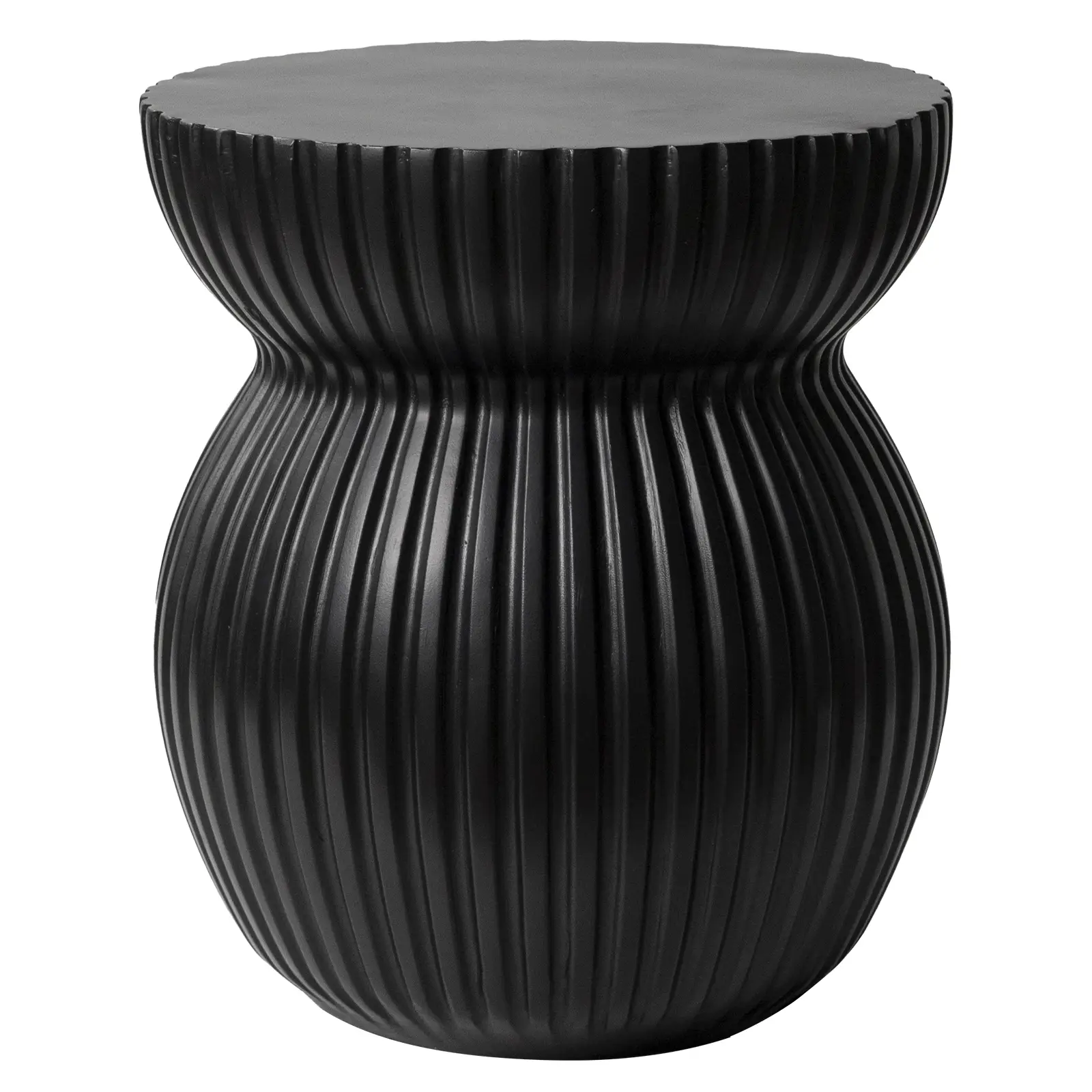 LeisureMod Mander Fiberstone Side Table – Ribbed Hourglass End Accent Table - Picture 17 of 37