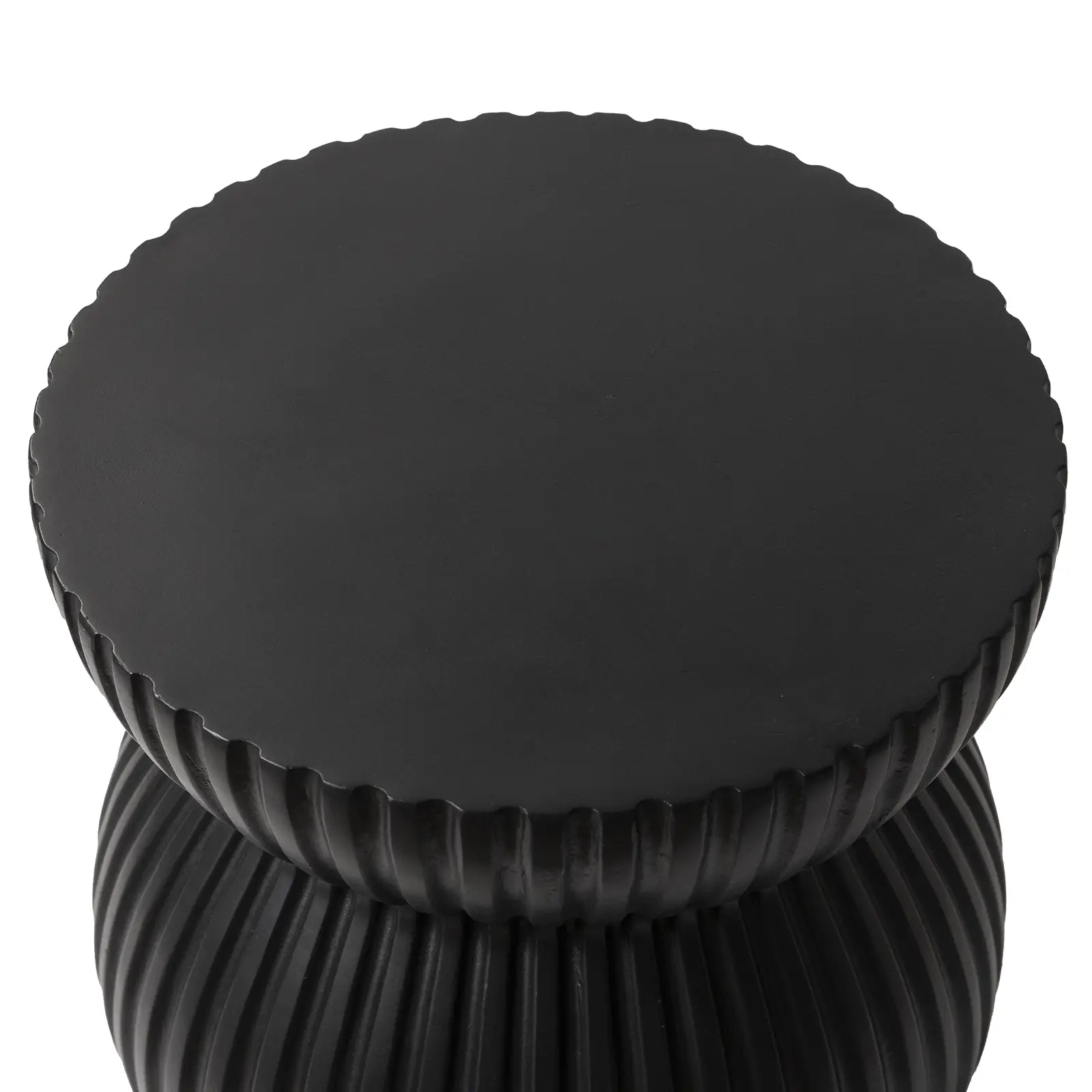 LeisureMod Mander Fiberstone Side Table – Ribbed Hourglass End Accent Table - Picture 19 of 37