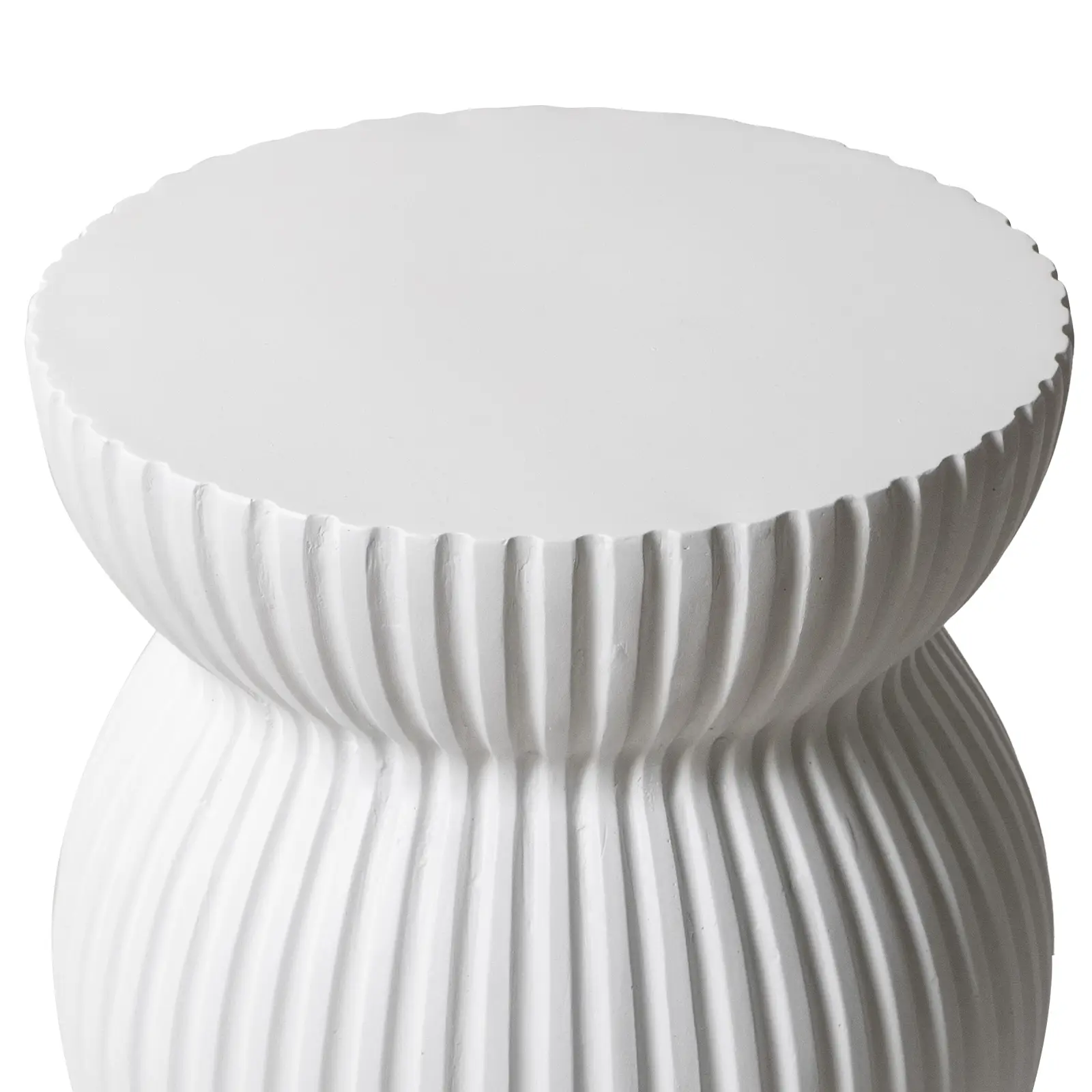 LeisureMod Mander Fiberstone Side Table – Ribbed Hourglass End Accent Table - Picture 32 of 37