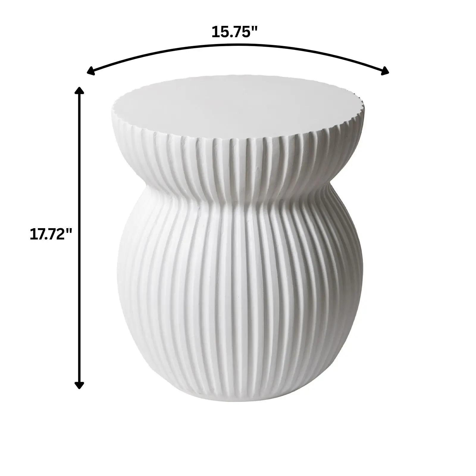 LeisureMod Mander Fiberstone Side Table – Ribbed Hourglass End Accent Table - Picture 35 of 37