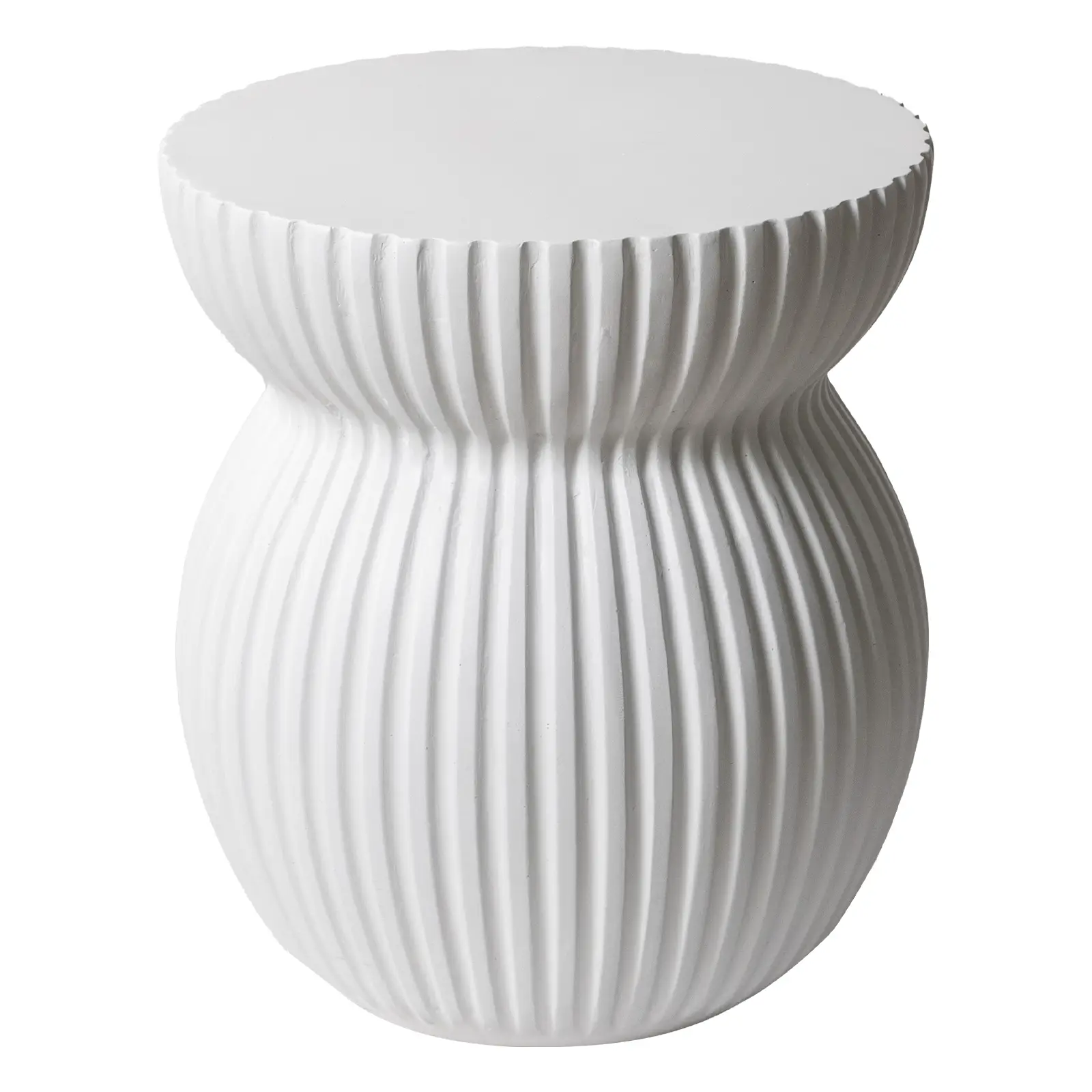 LeisureMod Mander Fiberstone Side Table – Ribbed Hourglass End Accent Table - Picture 26 of 37