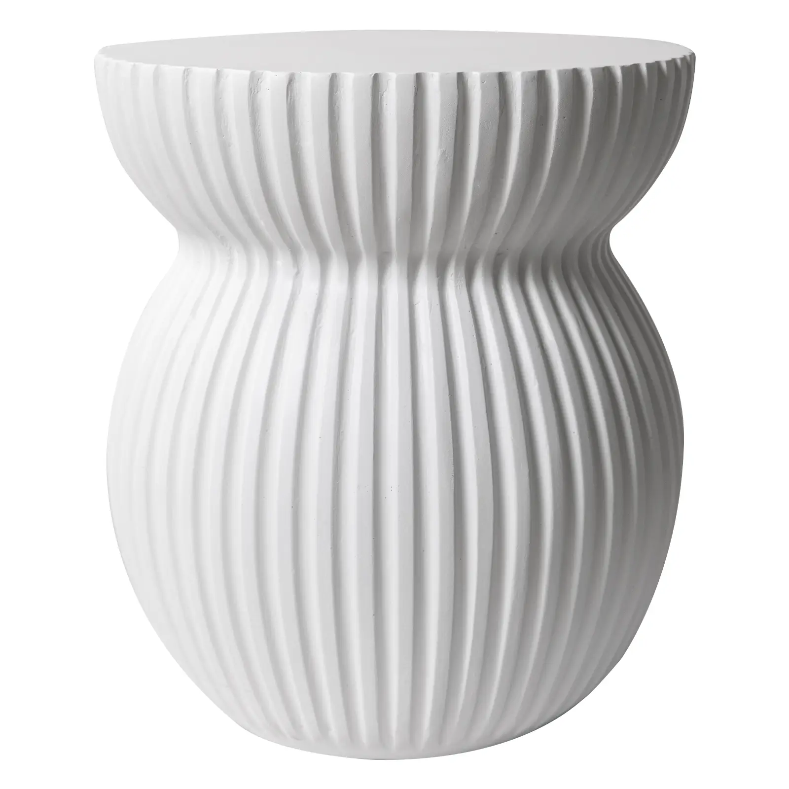LeisureMod Mander Fiberstone Side Table – Ribbed Hourglass End Accent Table - Picture 29 of 37